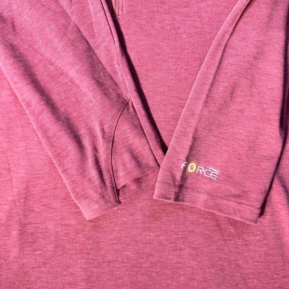Carhartt Force Mens Small Rose Pink Heather Quarter Zip Pullover Shirt 103597